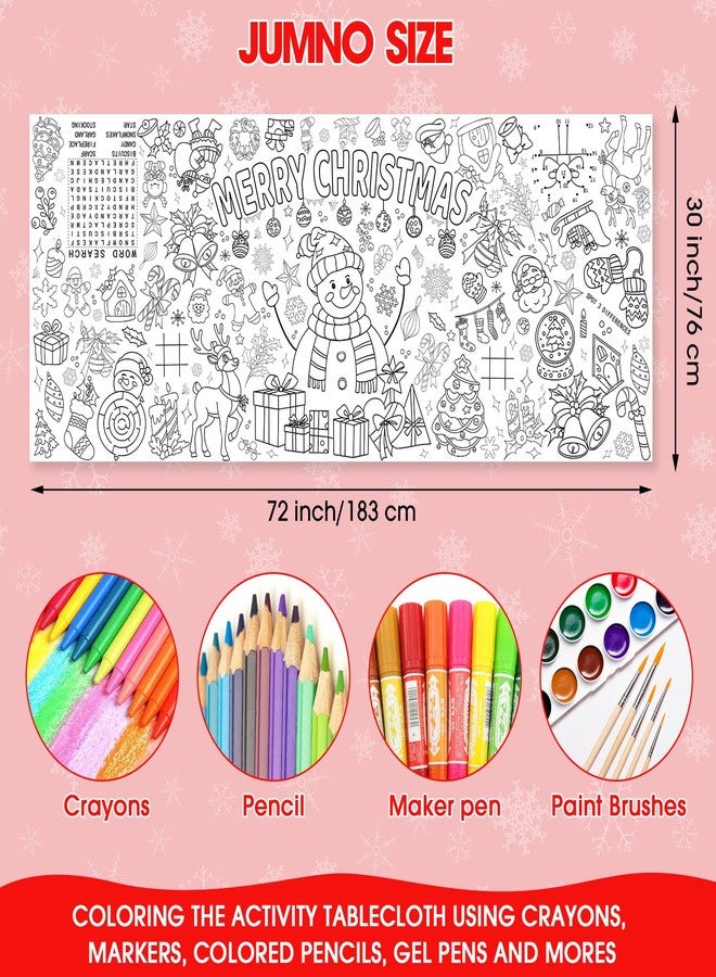 Litmitfu Giant Merry Christmas Coloring Poster - Large Christmas Coloring Tablecloth, Jumbo DIY Snowman Paper Banner Crafts for Winter Xmas Gifts Game Activities Party Favors Supplies Decorations, 30 x 72 Inch - Image 3